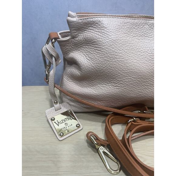 Valentina Italia Crossbody Shoulder Bag Clutch Pebbled Taupe/Beige - Picture 2 of 10